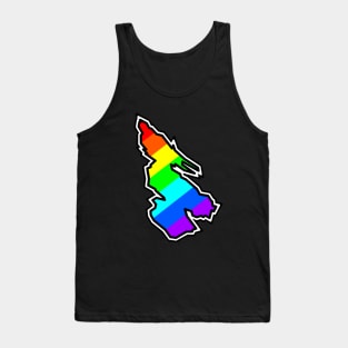 Salt Spring Island - Colourful Rainbow Silhouette - Gulf Islands Gift - Salt Spring Island Tank Top